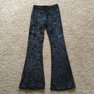 Black Crushed Velvet Festival Bell Bottoms